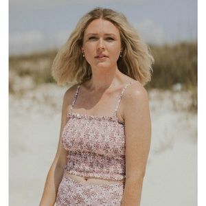 Smocked floral bikini top Geodes swimwear size small